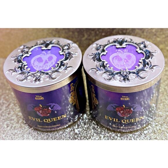 Lot of 2 Bath & Body Works Disney Villains Evil Queen Large 3-Wick Candle 14.5oz - Picture 4 of 8